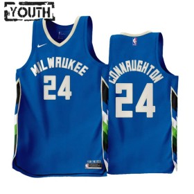Camiseta Niños NBA Milwaukee Bucks Pat Connaughton 24 2022-23 Nike City Edition Azul Swingman